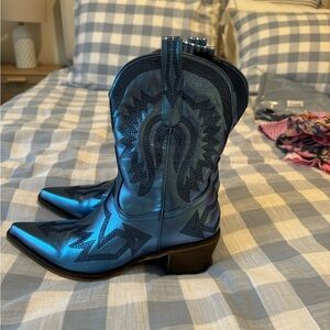 Blue Metallic Cowgirl Boots